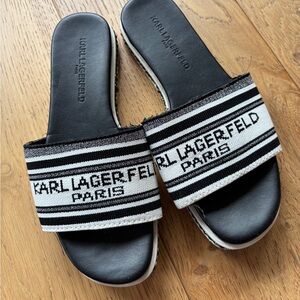 Karl Lagerfeld chainlink blixi slip on sandals womens 5